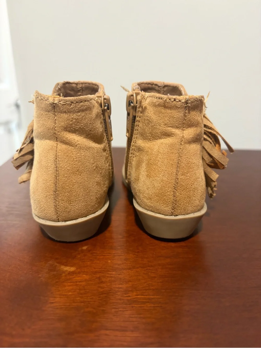 Tan Suede Tassel Ankle Boots & Leopard Print Orange-Trim Ballet Flats
